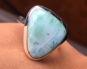 Larimar Ring, Stone Ring, Gemstone Ring, Handmade Ring, 925 Silver Ring, Boho Ring, Stone Ring, Designer Ring, Women Ring, Gift For Her