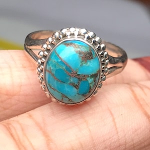 AAA Turquoise Ring, 925 Silver Ring, Handmade Ring, Gemstone Ring, Turquoise Jewelry, Boho Ring, Silver Band, Designer Band, Gift For Her