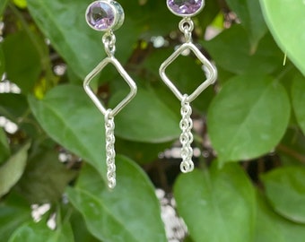 Amethyst Earrings, 925 Sterling Silver Purple Amethyst Earrings, Amethyst Dangle Earrings, February Birthstone Earrings, Handmade Earrings