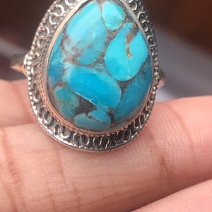 Natural Turquoise Ring, Silver Turquoise Ring, Turquoise Ring, Sterling Silver Ring, Blue Ring, Boho Turquoise Ring, Turquoise Ring- Gift