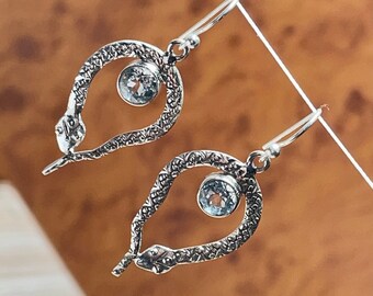 Natural Sky Blue Topaz Silver Earrings, 925 Sterling Silver Topaz Earrings, December Birthstone Earring, Blue Topaz Jewelry, Gift For Her