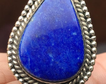 Lapis lazuli-ring, 925 sterlingzilveren ring, edelsteenring, ring september geboortesteen, boho-ring, cocktailring, beloftering, bruidsring