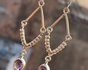 Natural Amethyst Gemstone Earrings, Handmade Earrings, 925 Solid Sterling Silver Earrings, Birthstone Earrings, Gift For Her, Stud Earrings