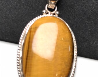 Natural Tiger Eye Pendant, Designer Pendant, 925 Sterling Silver Pendant, Handmade Pendant, Gift for Her, Birthstone Pendant, Gemstone Gift