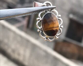 Natural Tiger Eye Pendant, Designer Pendant, 925 Sterling Silver Pendant, Handmade Pendant,Birthday Gift, Gift for Her, Charm Pendant