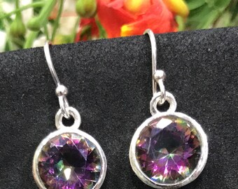 Boucles D'Oreilles Argent Massif & Topaze Mystique – Neuf Sans Emballage