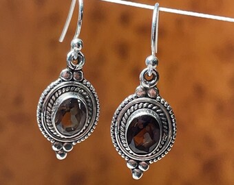 Smokey Quartz Earring, Smokey Dangle Earring, Smokey Quartz Jewelry, Quartz Earring, 925 Sterling Silver Earring, Gemstone Earrings- Gifts