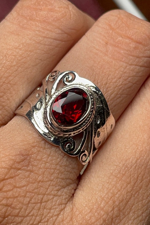 Leige Jewelry Anillo De Granate Natural, Anillo De Compromiso De Boda