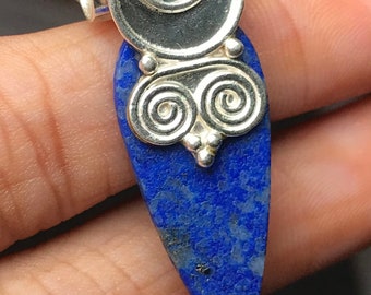 Natural Lapis Lazuli Pendant, 925 Sterling Silver Pendant, Gemstone Pendant, Handmade Pendant, Birthstone Pendant, Charm Pendant Necklace