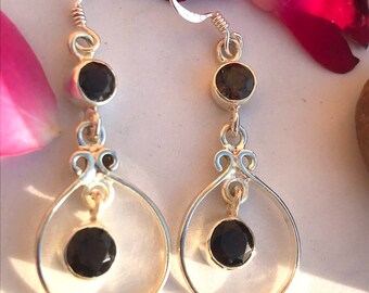 Natural Smokey Quartz Earring, Smokey Dangle Earring, Smokey Quartz Jewelry, Quartz Earring, 925 Sterling Silver Earring Birthday Gift
