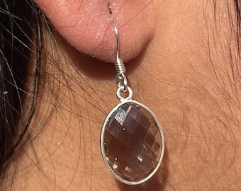 Smokey Quartz Earring, Smokey Dangle Earring, Smokey Quartz Jewelry, Quartz Earring, 925 Sterling Silver Earring, Birthstone Jewelry- Gift