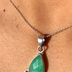 Natürlicher Chrysopras Anhänger, Statement Anhänger, 925 Sterling Silber Anhänger, Handgefertigter Anhänger, Designer Halskette, Edelstein Anhänger-Geschenk