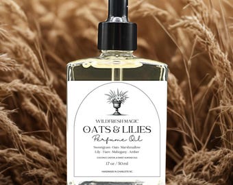 Oats & Lilies Perfume Oil | Sweet Floral Amber Musk | Handmade Alcohol-Free Botanical Perfume 1.7 oz