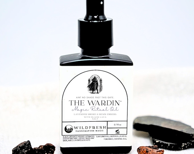 The Wardin’ Ritual Protection Oil – Lavender Smoke, Black Salt, Cascarilla, Jezebel Root, Hoodoo Conjure Oil by Wildfresh Magic