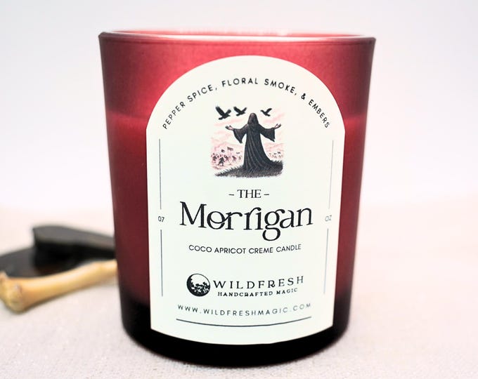 The Morrígan Ritual Candle – Celtic Goddess, Shadow Work, Witchcraft, Divination, Protection, Pepper Smoke, Sacred Fire, Spiritual Warfare