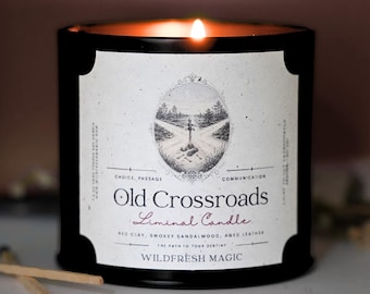 Old Crossroads Liminal Candle | Smoky Sandalwood & Leather Candle | Ritual Candle for Choices and New Paths
