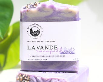 Lavande Rainfall Artisan Soap – Lavender & Blue Chamomile | Coconut Milk Tallow Soap | Wildfresh Magic