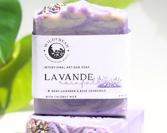 Lavande Rainfall Artisan Soap – Lavender & Blue Chamomile | Coconut Milk Tallow Soap | Wildfresh Magic