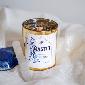 Bastet Candle | Bastet Egyptian Cat Goddess Offering Candle | Intention Candle