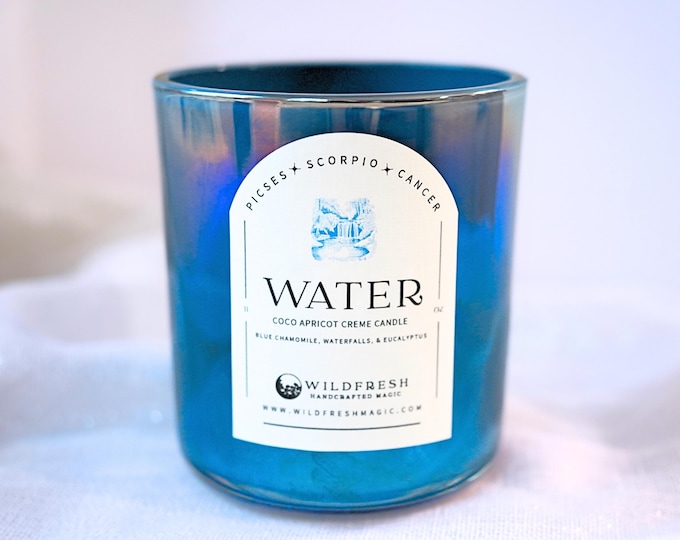 Water Candle with Freshwater Accord, Juniper and Sage | Healing and Balance Ritual | Cancer Scorpio Pisces Zodiac Gift