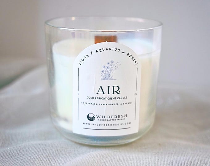 Air Candle with Sweetgrass, Day Lily and Amber Powder | Clarity and Focus Ritual | Gemini Libra Aquarius Gift