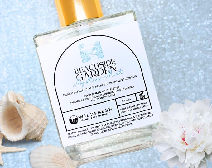 Beachside Garden Mystic Mist • Alcohol-Free Room Spray • Ritual Linen Spray • Sea Magic + Peony Jasmine Energy Mist for Coastal Calm