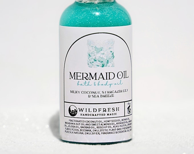 Mermaid Body & Ritual Oil – Beachy Ocean Bath Oil for Self-Love, Soft Skin, and Water Element Magic