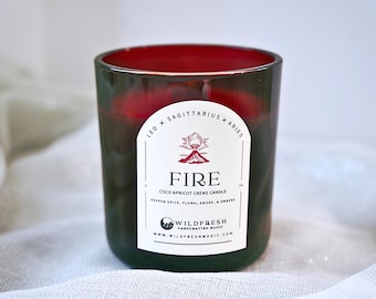 Fire Candle with Sweet Pepper, Crackling Embers and Lavender | Courage and Passion Ritual | Aries Leo Sagittarius Gift