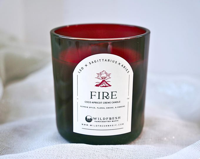 Fire Candle with Sweet Pepper, Crackling Embers and Lavender | Courage and Passion Ritual | Aries Leo Sagittarius Gift