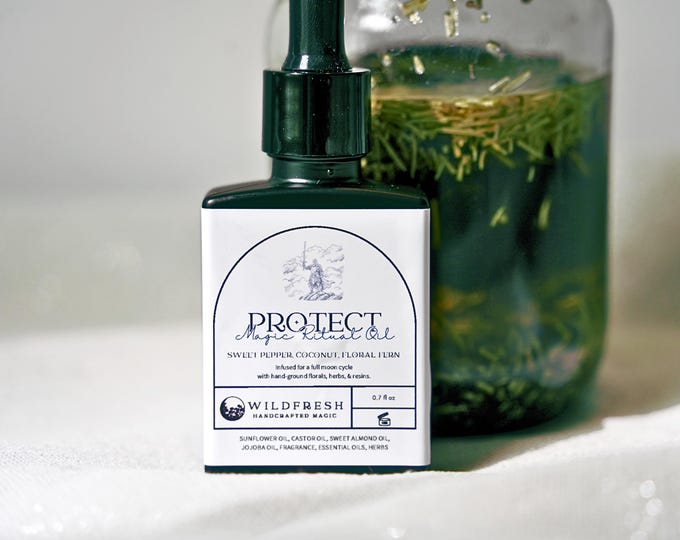 Protection Magic Ritual Oil by Wildfresh – Spiritual Defense, Energy Shielding, Aura Cleansing, Boundaries, Warding, & Purification