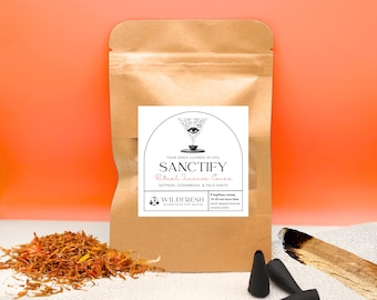 Sanctify – Ritual Incense Cones | Saffron Cedarwood Palo Santo | Protection, Cleansing, Negative Energy Removal