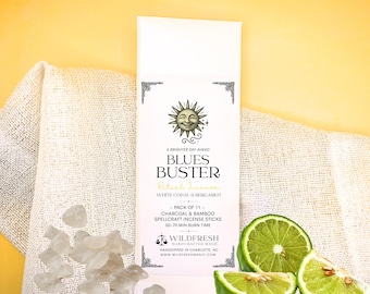 Blues Buster Ritual Incense – White Copal and Bergamot - Mood Boost, Energy Refresh, 11 pack