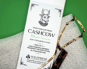 Cashcow Ritual Incense Sticks for Money Abundance Cinnamon Clove Bamboo Leaf Sticks | Wildfresh Magic