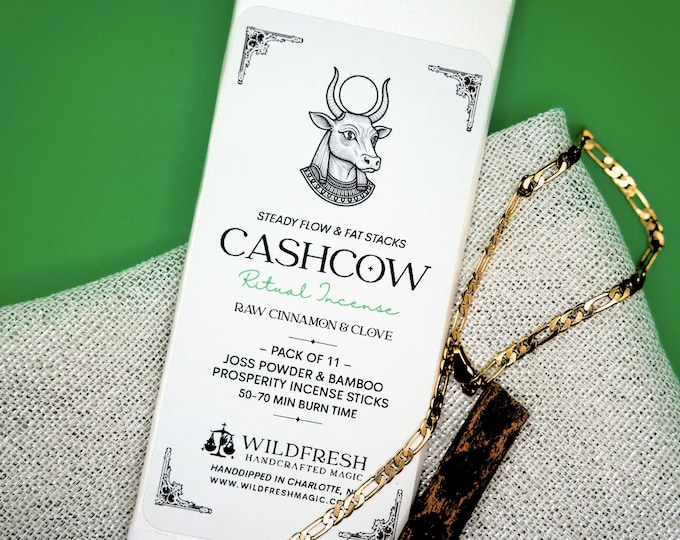 Cashcow Ritual Incense Sticks for Money Abundance Cinnamon Clove Bamboo Leaf Sticks | Wildfresh Magic