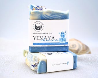 Yemaya Shores Ritual Soap – Ocean Magic Bar with Watermelon, Blue Rose & Coconut Milk | Orisha-Inspired Spiritual Bath | Wildfresh Magic