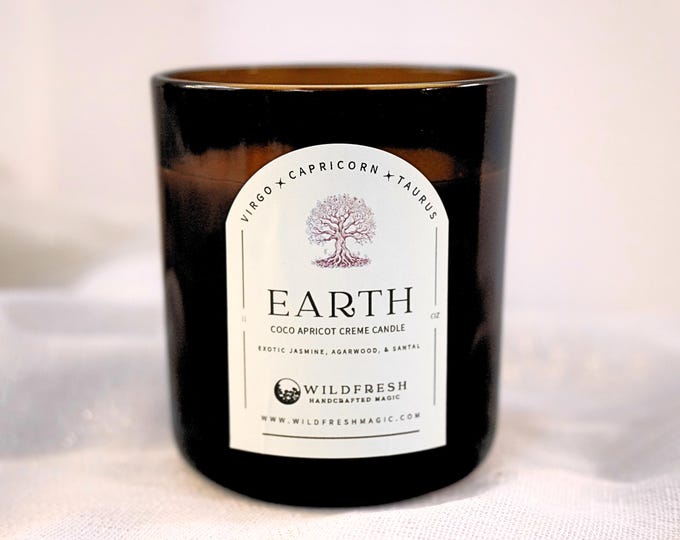 Ritual Candle Earth Element | Jasmine, Agarwood and Santal | Taurus Virgo Capricorn Gift