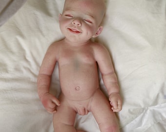 16 inches Silicone soft reborn baby doll, smiling baby boy doll