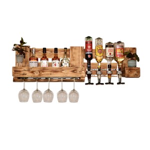 Liquor rack wine rack vintage pallet Euro pallet bottle rack rustic pallet furniture home bar desired text wall shelf Christmas gift image 2