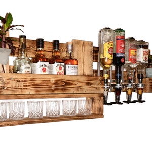 Estante de whisky barra de pared estante de whisky dispensador de bebidas rústicas gin whisky whisky muebles de palet estante de licor bar de vinos estante de vino Navidad imagen 2