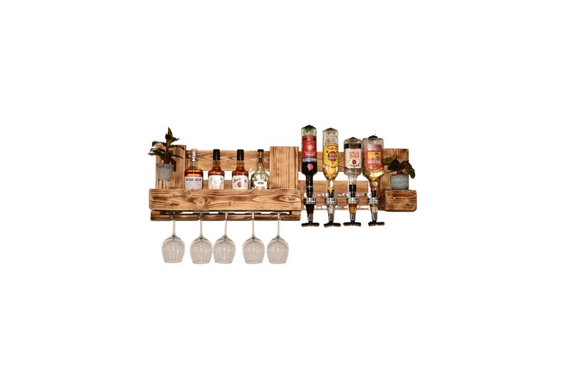 Liquor rack wine rack vintage pallet Euro pallet bottle rack rustic pallet furniture home bar desired text wall shelf Christmas gift image 2