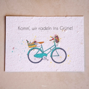 Fahrradtour ins Grüne (Karte aus Saatpapier)