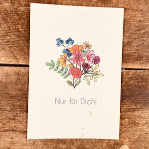 Saatpapier Karte zum Einpflanzen aus handgeschöpftem Papier Samenpapier Karte mit Blumensamen besondere Karte einfach so mit Blumenstrauss