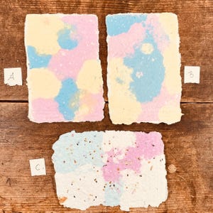 Nachhaltige Karte aus Saatpapier farbenfrohe Karte zum Einpflanzen mit Blumensamen besondere Karte zum Geburtstag mit rosa und blau