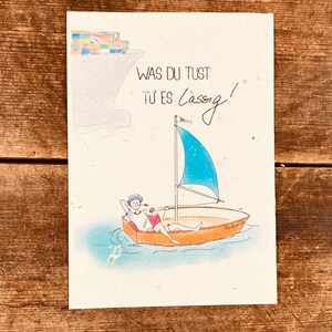 Nachhaltige Karte zum Einpflanzen aus Saatpapier Wachsende Samenpapier Karte mit Blumensamen maritime Karte mit Segelschiff