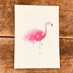 carte avec flamant (papier à graines)