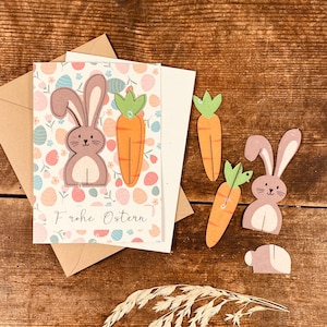Nachhaltige Osterkarte aus Saatpapier / Karte zu Ostern zum Einpflanzen aus nachhaltigem Samenpapier besondere Karte mit Hase zum Aufstellen
