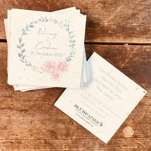 Nachhaltiges Gastgeschenk für Hochzeit oder Taufe zum Einpflanzen aus Saatpapier Wachsende Samenpapier Karten mit Blumensamen (20Stk; Leni)