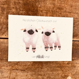 Carte de mariage avec les mouton à nez noir (papier à graines)