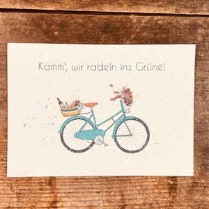 carte avec vélo (papier à graines)