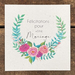 Carte de mariage avec des roses (papier à graines)
